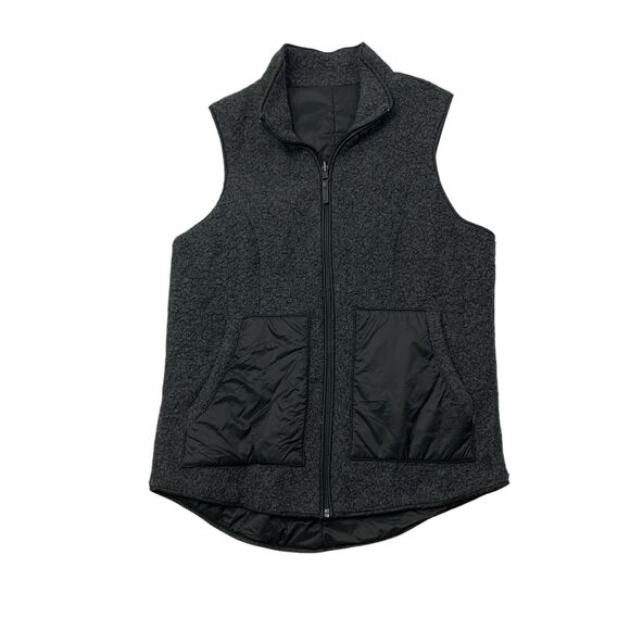 Smartwool Vest Womens S Charcoal Black Anchor Line Reversible Sherpa Full Zip - Picture 1 of 13